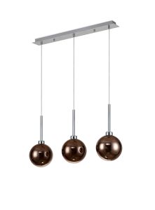 Penton Linear Pendant 2m, 3 x G9, Polished Chrome/Copper/Frosted Type G Shade