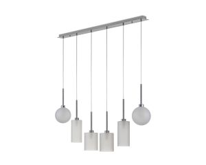 Penton Linear Pendant 2m, 6 x G9, Polished Chrome/Frosted Type A,B,G Shade