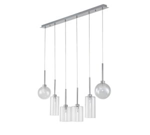 Penton Linear Pendant 2m, 6 x G9, Polished Chrome/Clear/Frosted Type A,B,G Shade