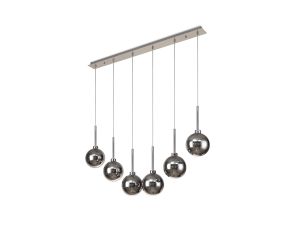 Penton Linear Pendant 2m, 6 x G9, Polished Chrome/Chrome/Frosted Type G Shade