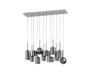 Penton Linear Pendant 2m, 12 x G9, Polished Chrome/Chrome/Frosted Type A,B,C,G Shade