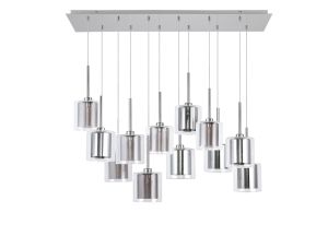 Penton Linear Pendant 2m, 12 x G9, Polished Chrome/Chrome/Clear/Smoked Type H Shade