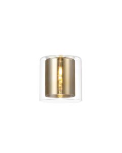 Penton 140x140mm Medium Cylinder Clear Outer And Gold Inner (H) Glass Shade