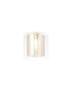 Penton 140x140mm Medium Cylinder Clear Outer And Cognac Inner (H) Glass Shade