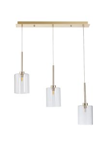 Penton Linear Pendant 2m, 3 x G9, French Gold/Clear Type B Shade