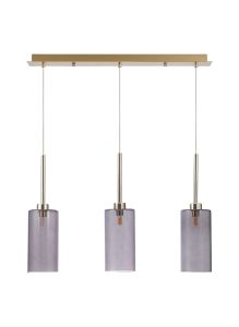Penton Linear Pendant 2m, 3 x G9, French Gold/Smoked Type A Shade