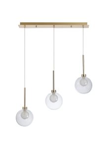 Penton Linear Pendant 2m, 3 x G9, French Gold/Clear/Frosted Type G Shade