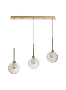 Penton Linear Pendant 2m, 3 x G9, French Gold/Cognac/Frosted Type G Shade