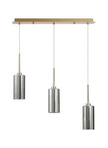 Penton Linear Pendant 2m, 3 x G9, French Gold/Chrome Type A Shade