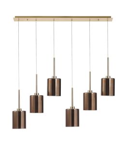 Penton Linear Pendant 2m, 6 x G9, French Gold/Copper Type B Shade
