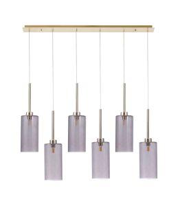 Penton Linear Pendant 2m, 6 x G9, French Gold/Smoked Type A Shade