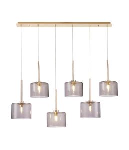 Penton Linear Pendant 2m, 6 x G9, French Gold/Smoked Type C Shade