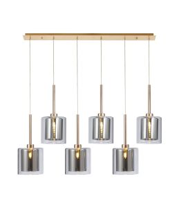 Penton Linear Pendant 2m, 6 x G9, French Gold/Chrome/Clear Type H Shade