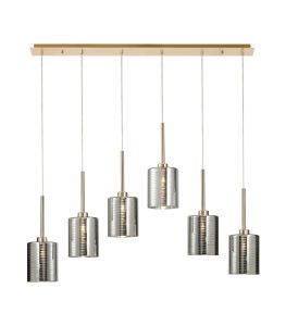 Penton Linear Pendant 2m, 6 x G9, French Gold/Chrome Lined Type B Shade