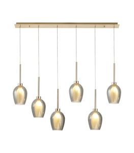 Penton Linear Pendant 2m, 6 x G9, French Gold/Smoke/Frosted Type D Shade
