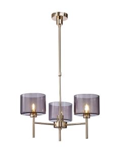 Penton Telescopic/Semi Flush, 3 x G9, French Gold/Smoked Type C Shade