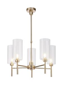 Penton Telescopic/Semi Flush, 5 x G9, French Gold/Clear Type A Shade