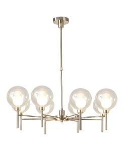 Penton Telescopic/Semi Flush, 8 x G9, French Gold/Cognac/Frosted Type G Shade