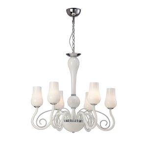 Perris Pendant 6 Light G9 Polished Chrome/Glass/White (Item is Not Suitable For Charlestonl Order Sales, COLLECTION ONLY)