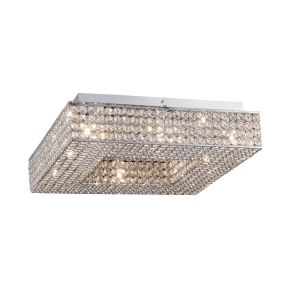 Piazza Flush Ceiling Square 8 Light G9 Polished Chrome/Crystal