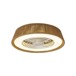 Polinesia Rope Mini 57.5cm 55W LED Dimmable Ceiling Light With Built-In 25W DC Reversible Fan, Beige Oscu, 3800lm, 5yrs Warranty