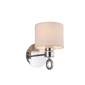 Polo Wall Lamp Switched With White Shade 1 Light E27 Polished Chrome