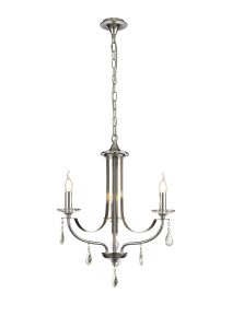 Porto Pendant 3 Light E14 Polished Chrome/Satin Nickel/Clear Crystal