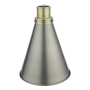 Potter E27 Non Electric Aged Brass With Antique Chrome Metal Cone Shaped Shade (Shade Only)