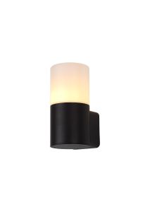 Prado Wall Lamp, 1 x E27, IP44, Black/Opal, 2yrs Warranty
