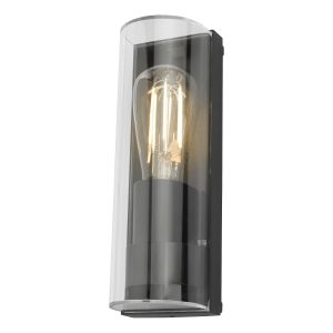 Quenby 1 Light E27 Anthracite Outdoor IP65 Wall Light With Clear Polycarbonate Cover