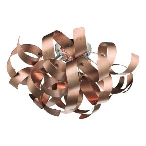 Rawley 4 Light G9 Polished Chrome Flush Ceiling Fitting Features Ribbons Of Brushed Copper