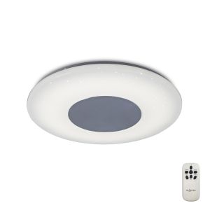 Reef Ceiling 45cm Round 48W LED 3000K-6500K Tuneable, 3500lm, Remote Control Chrome / White, 3yrs Warranty