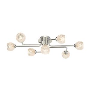 Reyna 7 Light G9 Polished Chrome Flush Ceiling Fitting C/W Dimpled Glass Shades