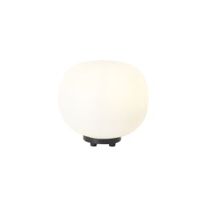 Reya Small Oval Ball Table Lamp 1 Light E27 Matt Black Base With Frosted White Glass Globe