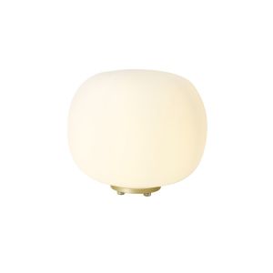 Reya Medium Oval Ball Table Lamp 1 Light E27 Satin Gold Base With Frosted White Glass Globe