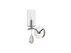 Rhea Wall Lamp Switched 1 Light E14 Polished Chrome/Crystal With Clear Glass
