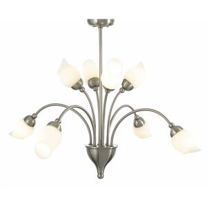 Rimini Pendant 8 Light G9 Satin Chrome/Opal Glass