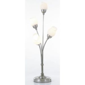 Rimini Table Lamp With In-Line Switch 4 Light G9 Satin Chrome/Opal Glass