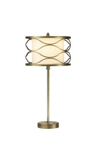 Rocorston Table Lamp 1 Light E27 Aged Gold / Ccrain Fabric Shade