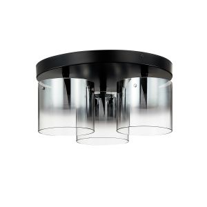 Bianchi 3 Light 9W Integrated LED Black Flush Ceiling Light C/W Smoked Glass Shade