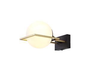 Russell Wall Lamp Switched, 1 Light E14, Matt Black/Polished Gold