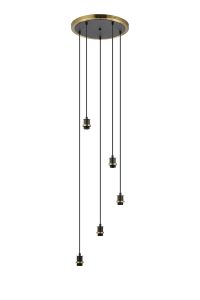 Salas 1.8m Round Suspension Kit, 5 Light E14, Brass / Satin Black