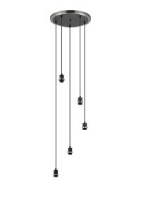 Salas 1.8m Round Suspension Kit, 5 Light E14, Satin Nickel / Satin Black