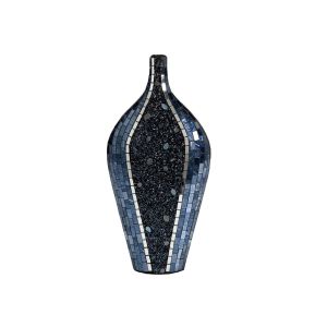 (DH) Sapphire Mosaic Vase Large Blue/Silver