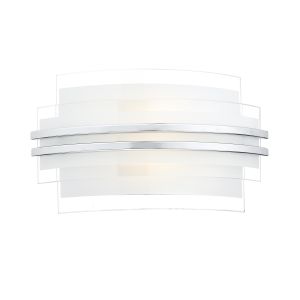 Sector 1 Light 5W Integrated LED Polished Chrome Small Wall Light With Clear & Frosted Glass Shade