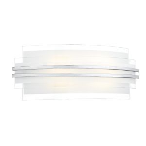 Sector 1 Light 5W Integrated LED Polished Chrome Largel Wall Light With Clear & Frosted Glass Shade