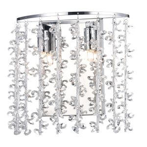 Sestina Double Wall Light Crystal/Polished Chrome Finish Switched