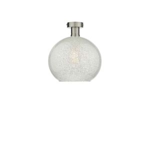 Edie 1 Light E27 Antique Chrome Semi Flush C/W Glass Dome Shade Covered On The Inside With Thousands Of Tiny Crystals