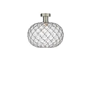 Edie 1 Light E27 Antique Chrome Semi Flush C/W Antique Chrome Finish Frame Shade With Faceted Acrylic Heptagonal Beads