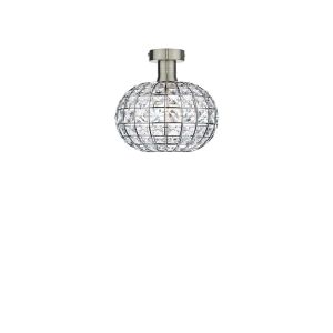 Edie 1 Light E27 Antique Chrome Semi Flush C/W Antique Chrome Finish Frame Shade With Faceted Crystal Glass Sqaure Shaped Beads